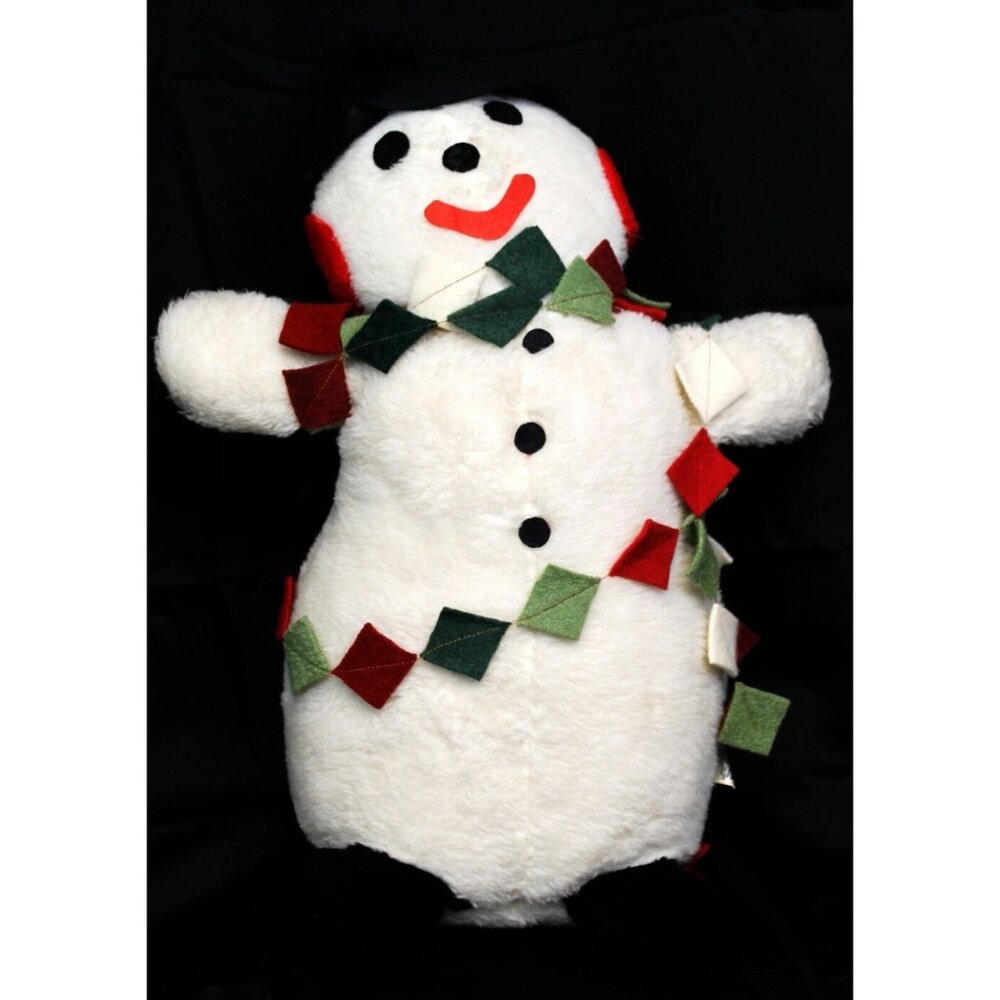Vtg Rare Parisi Creations 24" Plush Snowman Christmas Holiday Decor Black Hat